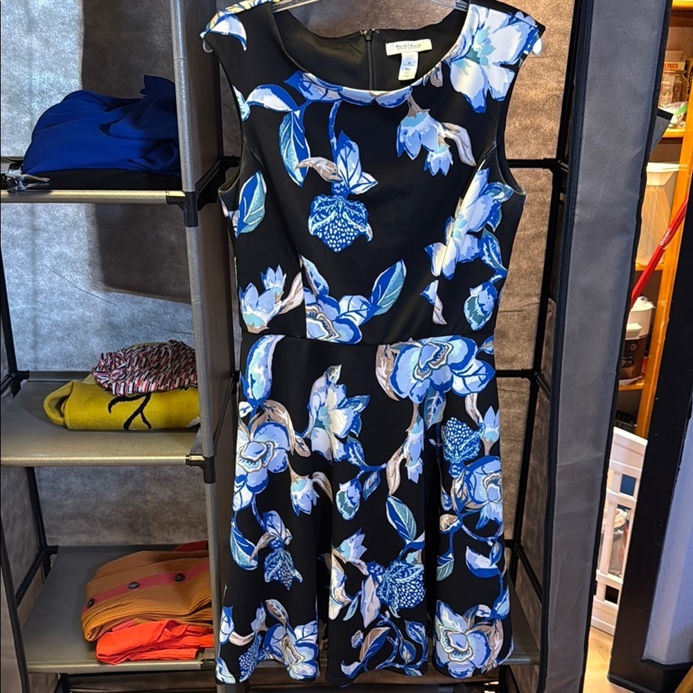 Floral Black and Blue Women's Dress
